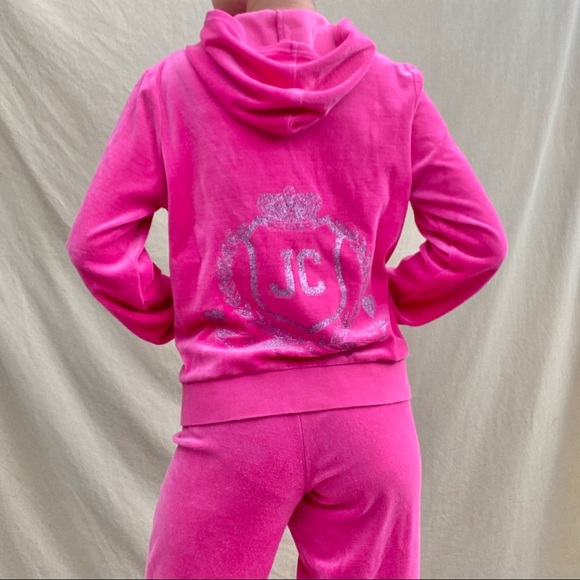hot pink velour tracksuit